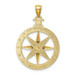 14k Yellow Gold Diamond-cut Polished & Satin Compass Pendant - (A86-306) 14k Yellow Gold Diamond-cut Polished & Satin Compass Pendant - (A86-306)
