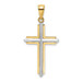 14K Two-tone Gold Polished Cross Charm Pendant - (A94-282)