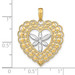 14K Yellow Gold with White Rhodium Flower with Beaded Heart Charm Pendant - (A94-438) 14K Yellow Gold with White Rhodium Flower with Beaded Heart Charm Pendant - (A94-438)