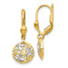 14K Yellow Gold and Rhodium Polished and Textured Dangle Leverback Earrings - (B42-504)