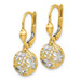 14K Yellow Gold and Rhodium Polished and Textured Dangle Leverback Earrings - (B42-504)