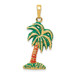 14K Yellow Gold Enameled Palm Tree Pendant - (A85-409)