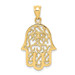 14k Yellow Gold Polished Filigree Hamsa Pendant - (A86-137)