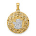 14k Yellow Gold Two-tone Polished Filigree Guardian Angel Round Pendant - (A86-330)