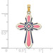 14K Yellow Gold 3-D With Pink & White Enamel Cross Charm Pendant - (A91-469) 14K Yellow Gold 3-D With Pink & White Enamel Cross Charm Pendant - (A91-469)