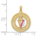 14K Yellow Gold Sarasota Round Frame With Enamel Conch Shell Charm Pendant - (A91-578)