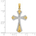 14K Yellow Gold Two-tone with Diamond-cut Reversible Cross Charm Pendant - (A94-132) 14K Yellow Gold Two-tone with Diamond-cut Reversible Cross Charm Pendant - (A94-132)