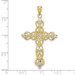 14K Yellow Gold Two-tone Scroll Design with Diamond-cut Cross Charm Pendant - (A94-306) 14K Yellow Gold Two-tone Scroll Design with Diamond-cut Cross Charm Pendant - (A94-306)