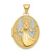 14K Yellow Gold with White Rhodium 21mm Oval Guardian Angel Locket 21x18mm - (A99-423)