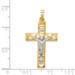 14K Two-Tone Gold Hollow Polished Textured Latin Crucifix - (B14-619)