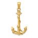 14K Yellow Gold Anchor with Rope Pendant - (A85-340)