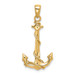 14K Yellow Gold Anchor with Rope Pendant - (A85-340)