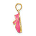 14K Yellow Gold With Pink Enamel 3-D Baby Shoe Charm Pendant - (A91-383)