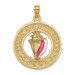 14K Yellow Gold Turks & Caicos Round Frame With Enamel Conch Shell Charm Pendant - (A91-507) 14K Yellow Gold Turks & Caicos Round Frame With Enamel Conch Shell Charm Pendant - (A91-507)