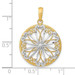 14K Yellow Gold with White Rhodium Filigree Center Round Frame Charm Pendant - (A93-815) 14K Yellow Gold with White Rhodium Filigree Center Round Frame Charm Pendant - (A93-815)