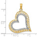 14K Yellow Gold with White Rhodium Diamond-cut with 2-D Large Tilted Heart Charm Pendant - (A94-289) 14K Yellow Gold with White Rhodium Diamond-cut with 2-D Large Tilted Heart Charm Pendant - (A94-289)