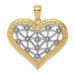 14k Yellow Gold and White Rhodium Lattice Center Heart Charm Pendant - (A94-527) 14k Yellow Gold and White Rhodium Lattice Center Heart Charm Pendant - (A94-527)