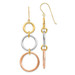 14K Tri-Color Gold Triple Circle Dangle Earrings - (B42-337)