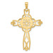 14K Yellow Gold Two-tone Diamond-cut Beaded Trim Infinity Cross Pendant - (A83-870)