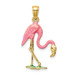 14K Yellow Gold Enameled 3-D Pink Flamingo Pendant - (A84-888) 14K Yellow Gold Enameled 3-D Pink Flamingo Pendant - (A84-888)