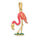 14K Yellow Gold Enameled 3-D Pink Flamingo Pendant - (A84-888) 14K Yellow Gold Enameled 3-D Pink Flamingo Pendant - (A84-888)