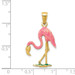 14K Yellow Gold Enameled 3-D Pink Flamingo Pendant - (A84-888) 14K Yellow Gold Enameled 3-D Pink Flamingo Pendant - (A84-888)