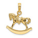 14K Yellow Gold Polished 3-D Rocking Horse Charm Pendant - (A91-157)