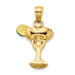 14K Yellow Gold 2-D Green Enameled Salted Margarita Drink With Lime Charm Pendant - (A91-312)