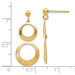 Leslie's 14K Yellow Gold Polished and Scratch Finish Circle Post Dangle Earrings - (B37-203)