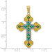 14K Yellow Gold Acrylic Flower Center Budded Cross Pendant - (A83-778) 14K Yellow Gold Acrylic Flower Center Budded Cross Pendant - (A83-778)