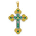 14K Yellow Gold Acrylic Flower Center Budded Cross Pendant - (A83-778) 14K Yellow Gold Acrylic Flower Center Budded Cross Pendant - (A83-778)