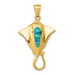 14k Yellow Gold Polished with Created Blue Opal Stingray Pendant - (A86-238)