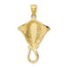 14k Yellow Gold Polished with Created Blue Opal Stingray Pendant - (A86-238)