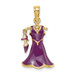 14K Yellow Gold 3-D Moveable Enamel Eggplant Dress With Shoe Charm Pendant - (A91-241)