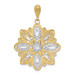 14K Yellow Gold with White Rhodium Diamond-cut with Filigree Flower Charm Pendant - (A93-913)