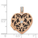 14K Rose Gold 18mm Vintage Heart with Diamond blk interior Locket - (A99-262)