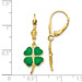 14K Yellow Gold Enameled Clover Leverback Earrings - (B36-776)