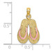 14K Yellow Gold With Pink Enamel Double Flip-Flop Charm Pendant - (A90-967)