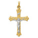 14K Two-tone Gold Textured and Polished INRI Crucifix Pendant - (B11-155)