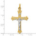 14K Two-tone Gold Textured and Polished INRI Crucifix Pendant - (B11-155)