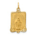 14K Yellow Gold Solid Satin Finish Medium Rectangle Framed Miraculous Medal - (B14-588) 14K Yellow Gold Solid Satin Finish Medium Rectangle Framed Miraculous Medal - (B14-588)