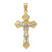 14K Two-tone Gold INRI Fleur De Lis Crucifix Pendant 47mm length - (A83-471)
