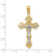 14K Two-tone Gold INRI Fleur De Lis Crucifix Pendant 47mm length - (A83-471)
