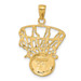 14K Yellow Gold Swoosh Basketball and Net Pendant - (A83-549) 14K Yellow Gold Swoosh Basketball and Net Pendant - (A83-549)