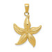 14K Yellow Gold Textured Starfish Pendant - (A85-349)