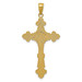 14K Yellow Gold Polished Textured INRI Crucifix Fleur de Lis Pendant - (A86-179) 14K Yellow Gold Polished Textured INRI Crucifix Fleur de Lis Pendant - (A86-179)