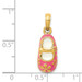 14K Yellow Gold Pink Enameled Baby Shoe Pendant - (B11-913)