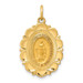 14K Yellow Gold Solid Satin Finish Small Fancy Oval Miraculous Medal - (B14-779)