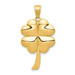 14K Yellow Gold Solid Polished 4-Leaf Clover Pendant - (A83-492)