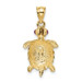 14K Yellow Gold Turtle with Ruby Eyes Pendant - (A84-982)